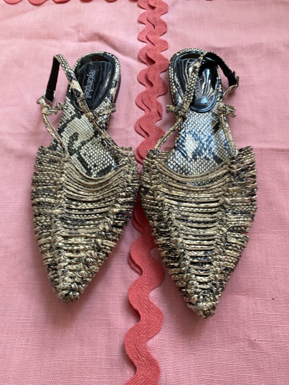 Jeffrey Campbell Myron Snake print Slingback Flats